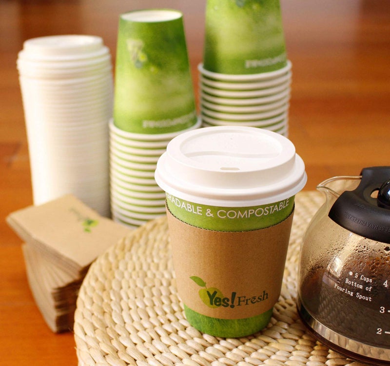 Yes Fresh Coffee Cups Special Green Grass Design, Disposable Hot Paper Cup,To Go Hot Cups for Coffee, Hot Liquid, Chocolate, Juice,Suitable for Party, Picnic, Travel, and Events(12 oz , 50 Count,Green) - Image 4